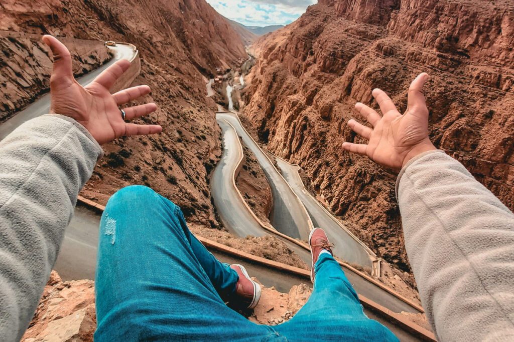 Aerial view of Skoura palm oasis and traditional Berber village — part of the scenic route from Ouarzazate to Dades Valley on a sahara desert morocco tour