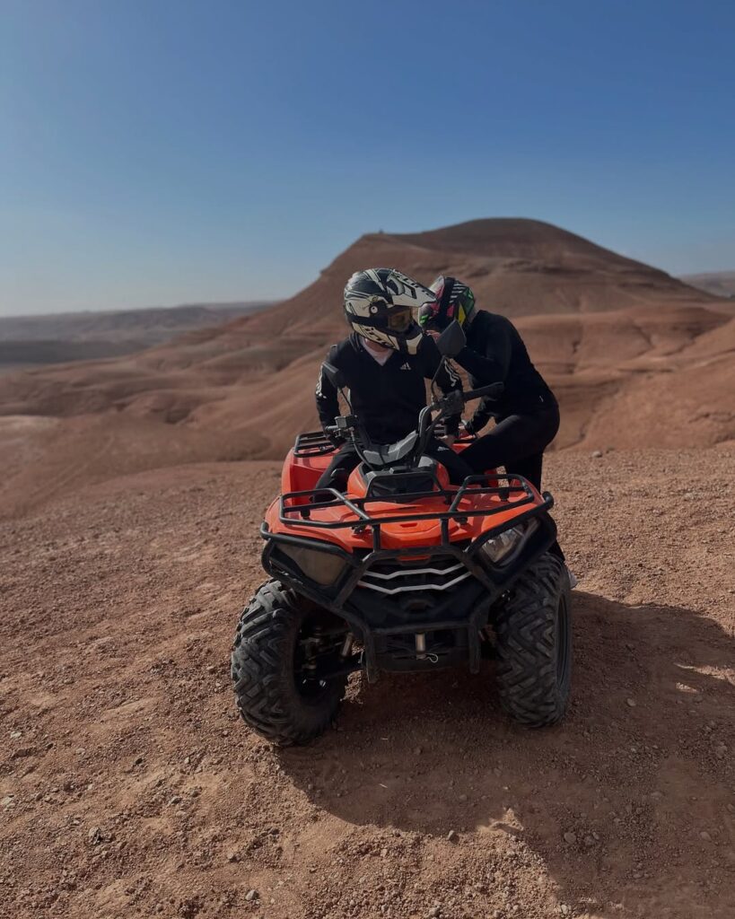 Solo quad biker exploring Agafay desert trails in Marrakech