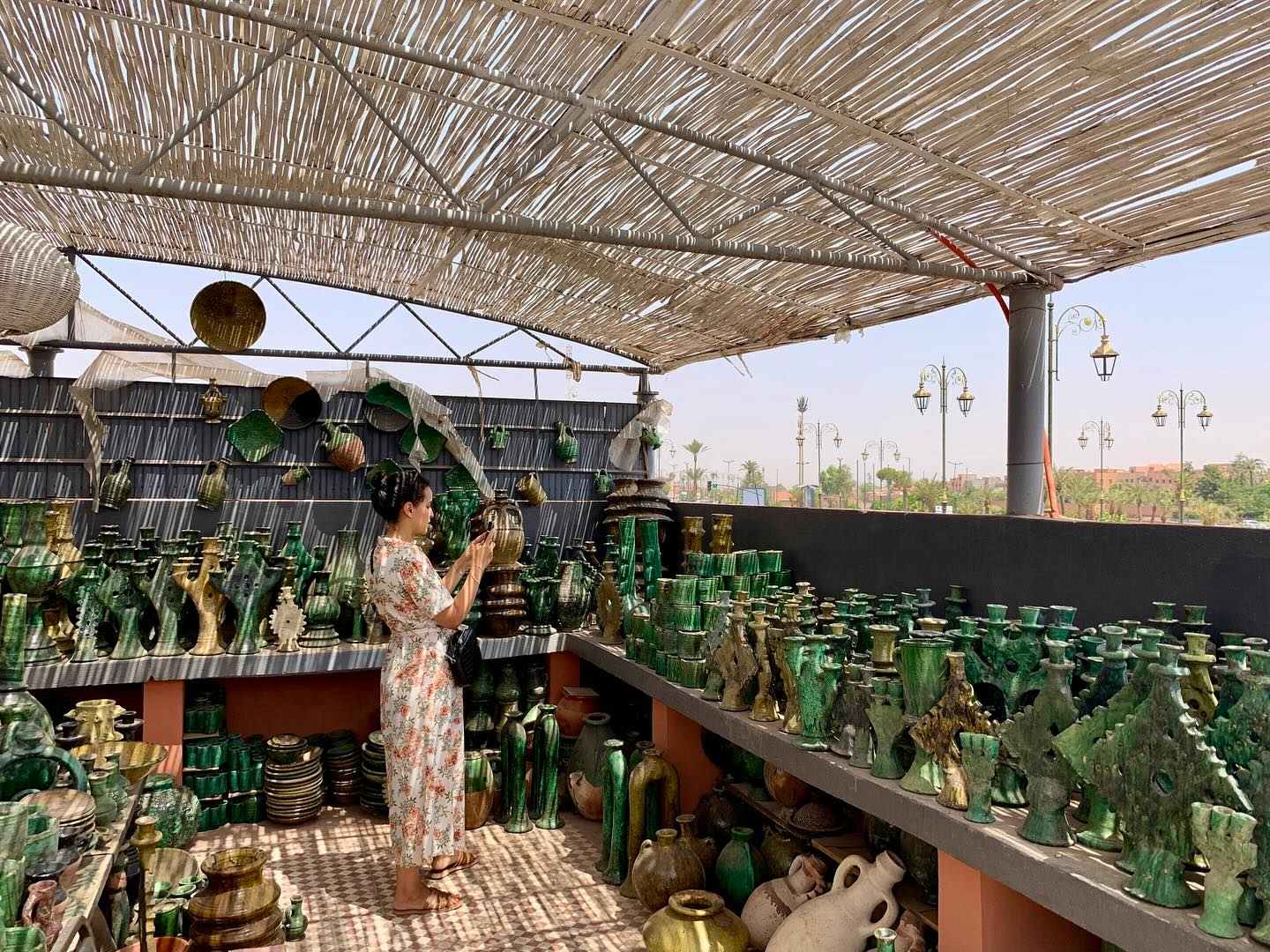 Blog 1 Green-glazed pottery on display at a workshop in Tamegroute, in Morocco's Drâa Valley