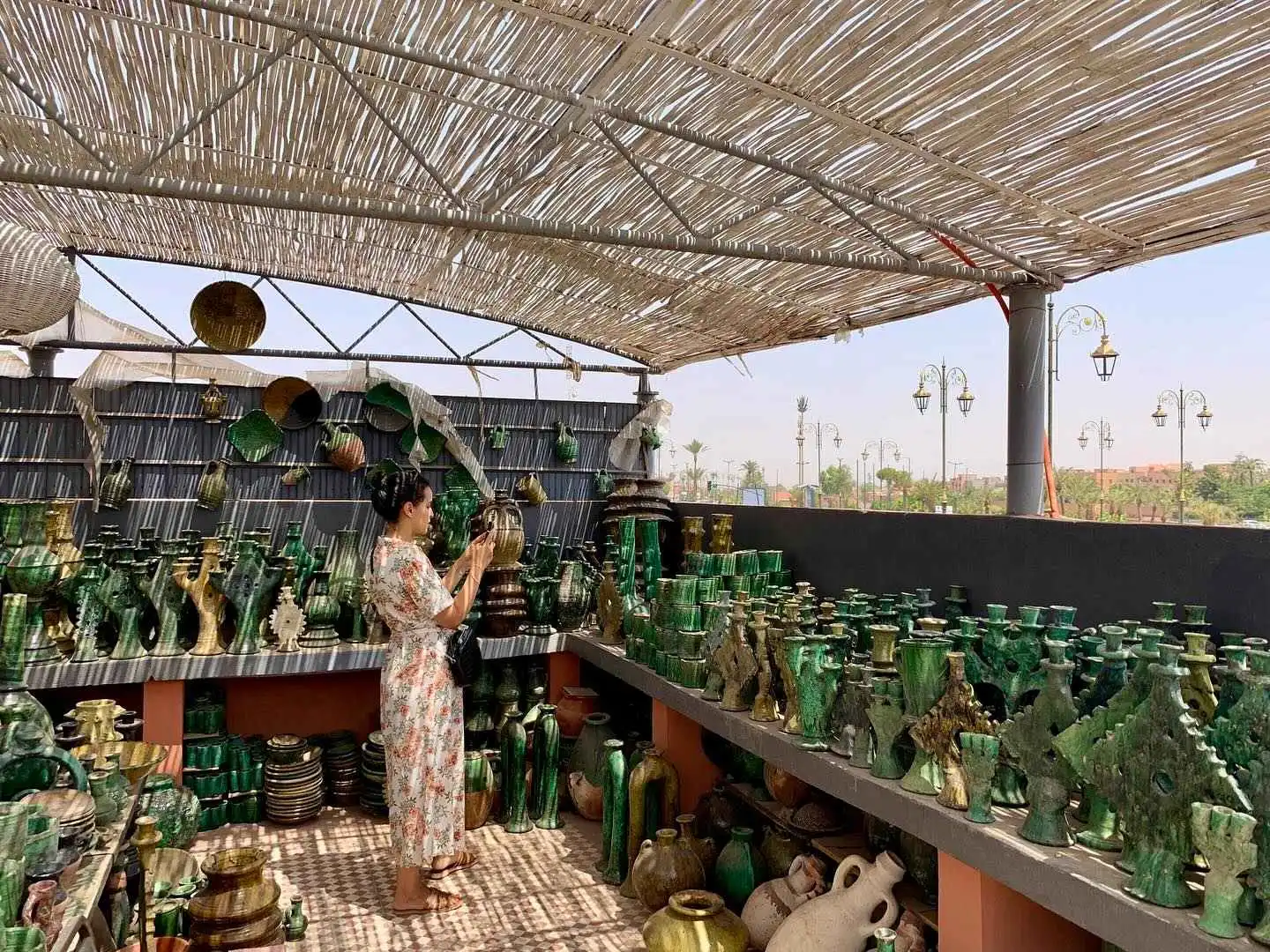 Green-glazed pottery for sale in Tamegroute, near Zagora in the Draa Valley