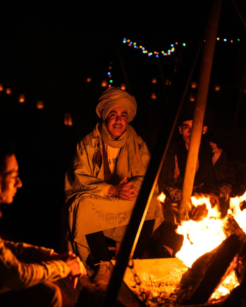 Traditional-Berber-dinner-served-in-luxury-desert-camp-at-Erg-Chebbi-Merzouga