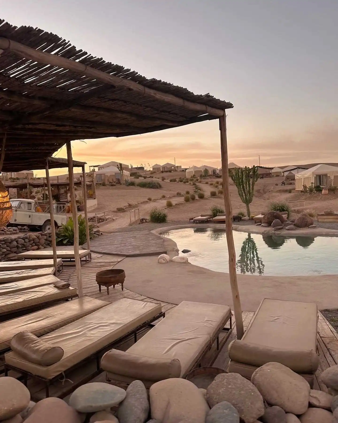 Agafay Desert Quad & Camel Ride with Luxury Dinner Show 3 Luxury Agafay desert camp lounge with scenic views