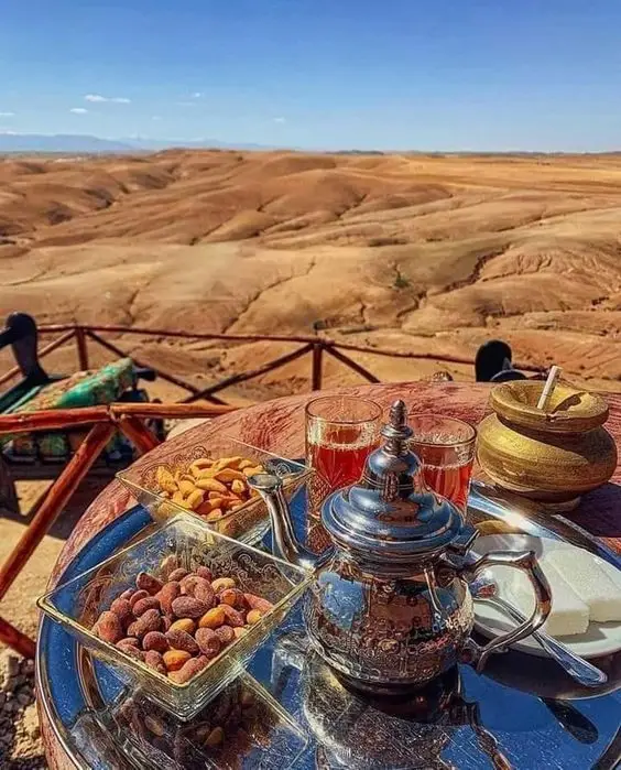 Sunset Magical In Desert Agafay Marrakech Morocco Swimming Pools - Morocco Desert Tour from Marrakech | Moratra