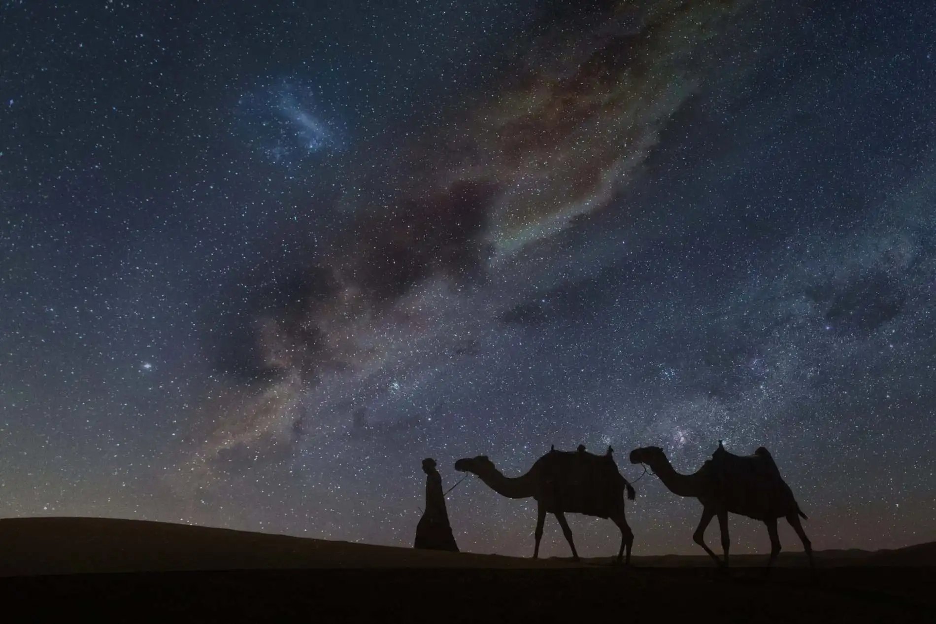 Erg Chigaga Sahara Tour from Marrakech — 3-Day 4x4 Desert Adventure 5 Sunset camel trek into the remote dunes of Erg Chigaga, Morocco