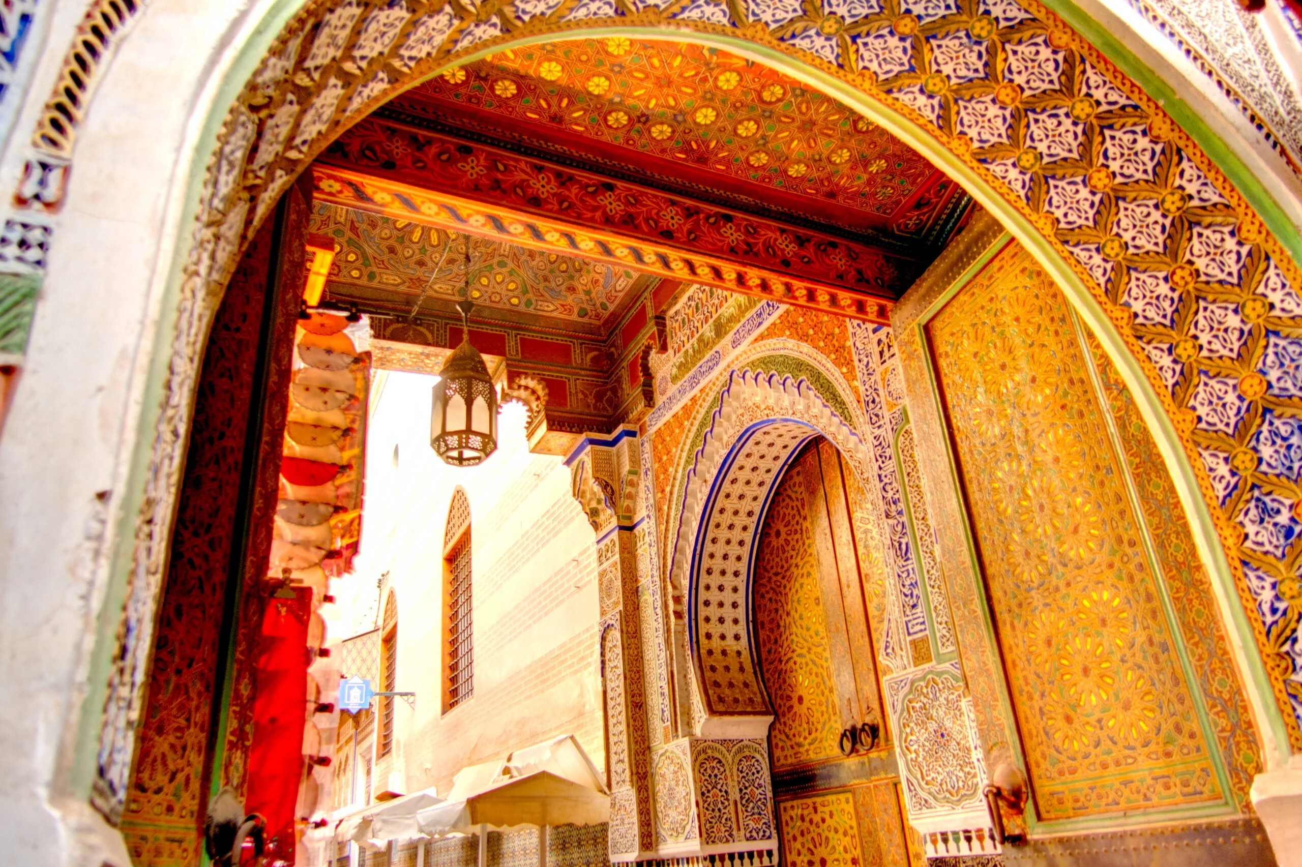 Streetscape in the old medina of Fes, Morocco