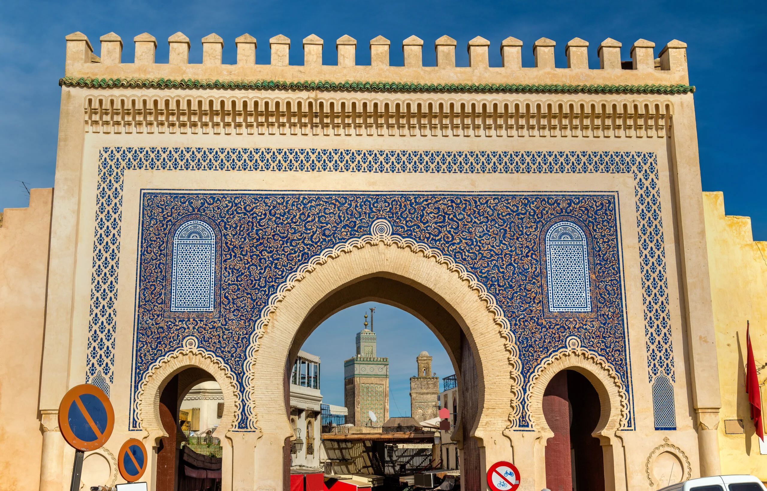 How Much Does a Trip to Morocco Cost? A Real 2026 Budget Breakdown 5 The decorated Bab Bou Jeloud gate at the entrance to the Fes medina in Morocco